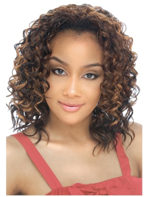 Comfortable Blonde Curly Shoulder Length Capless Human Hair Wigs & Half Wigs