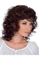 Faddish Brown Curly Shoulder Length Layered Mono Classic Synthetic Women Wigs