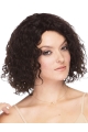 Faddish Brown Curly Shoulder Length Capless Human Hair Women Wigs