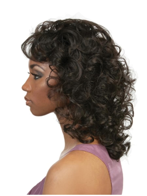 Top Black Curly Shoulder Length Capless Classic Human Hair Women Wigs