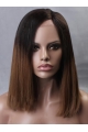 Inspired Ombre Medium Length Straight Lace Front Human Hair Women Wig