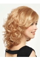 Stylish Blonde Medium Curly Capless Synthetic Women Wigs