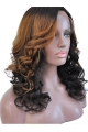 16" Shoulder Length Curly Full Lace Human Hair Ombre Wigs 