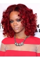  Popular and Fresh Mid-length Layered Spiral Curl Full Lace Human Hair Rihanna Bob Wig For Women