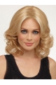 Online Blonde Curly Shoulder Length Lace Front Synthetic Women Wigs