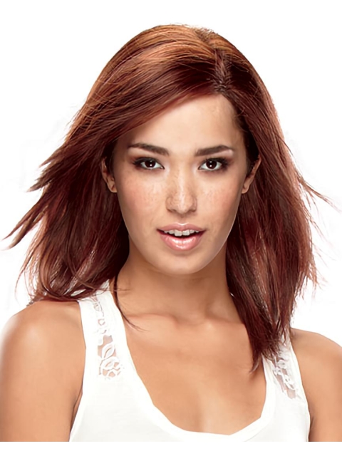 Fabulous Auburn Curly Shoulder Length Hand-Tied Remy Human Hair Women Wigs