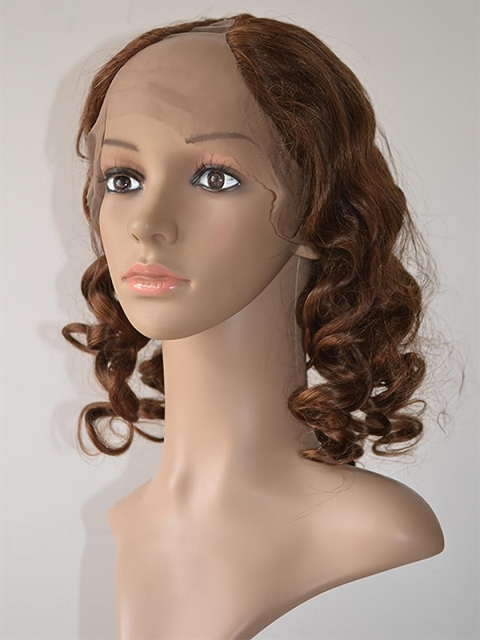 Nice  Curly Shoulder Length Lace Front Human Hair U Part Women Wigs