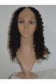 Stylish Black Curly Shoulder Length Lace Front Human Hair U Part Women Wigs