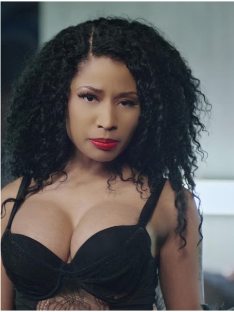  Curly Black Shoulder Length Without Bangs Capless Synthetic  Women Nicki Minaj Wigs