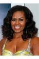 Curly Black Lace Front Shoulder Length Without Bangs Michelle Obama Wigs