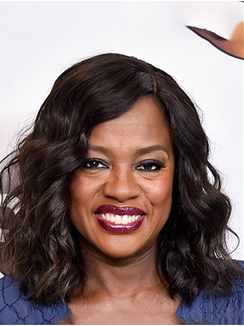 Shoulder Length  Lace Front Synthetic Curly Women Viola Davis Wigs