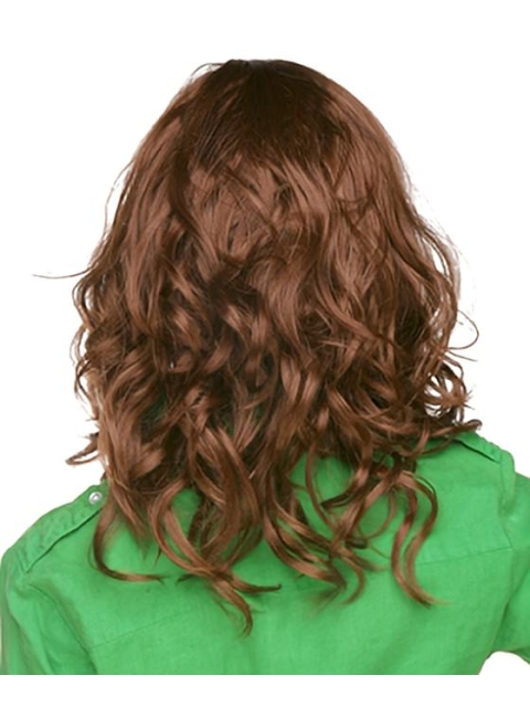 No-fuss Brown Curly Shoulder Length Capless Synthetic African American Women Wigs