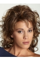 Blonde Curly Mono Synthetic Sleek Medium Women Wigs