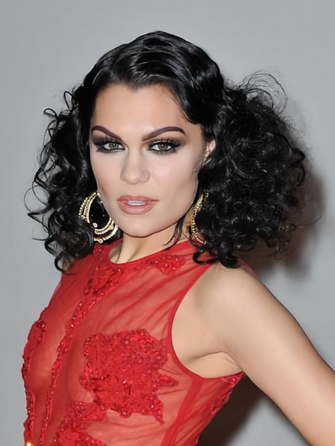 Good Black Curly Shoulder Length Lace Front Synthetic Jessie J Wigs For Women 