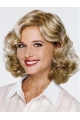 Medium Blonde Designed Curly Mono Synthetic Women Wigs