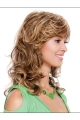 Classic Pleasing Blonde Curly Capless Synthetic Medium Women Wigs