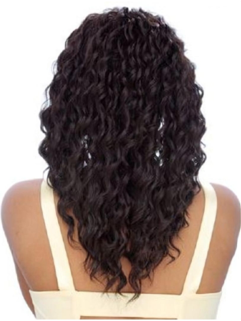 Ideal Black Curly Shoulder Length Lace Human Hair Women Wigs