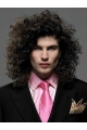 Popular Black Curly Shoulder Length Lace Front Synthetic Men Wigs