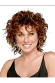 Sleek Auburn Curly Shoulder Length Capless Synthetic Women Wigs