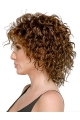 Sleek Auburn Curly Shoulder Length Capless Synthetic Women Wigs