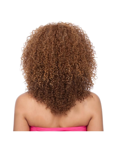 Graceful Auburn Curly Shoulder Length Capless Synthetic African American Women Wigs