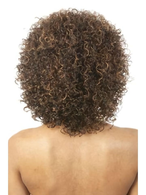 Refined Brown Curly Shoulder Length Glueless Lace Front Synthetic Women Wigs