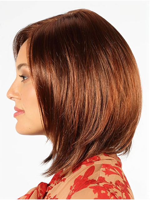 14" Straight Shoulder Length Auburn Bobs Hand Tied Wigs