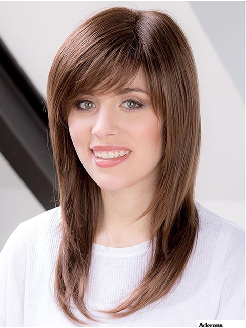 Straight 14" Capless Auburn Layered Synthetic Medium Length Hairstyles