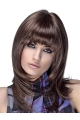 Straight Shoulder Length Brown Synthetic Layered Monofilament Wigs For Women