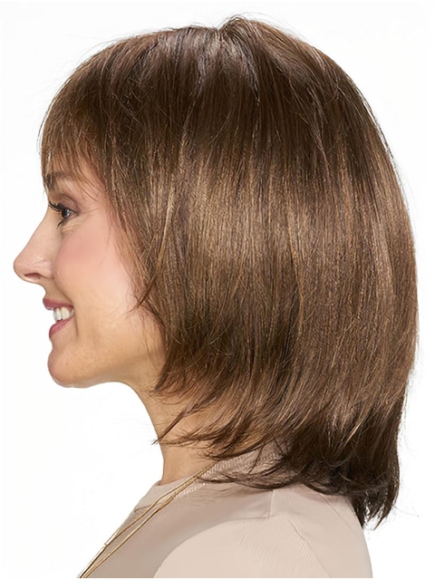 Brown Straight Shoulder Length Monofilament Synthetic Women Wigs 