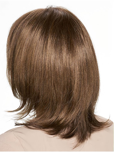 Brown Straight Shoulder Length Monofilament Synthetic Women Wigs 