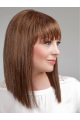 14" Brown Shoulder Length With Bangs Straight Best Synthetic Wigs