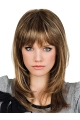 Brown Straight With Bangs Shoulder Length Mono Synthetic Women Wigs