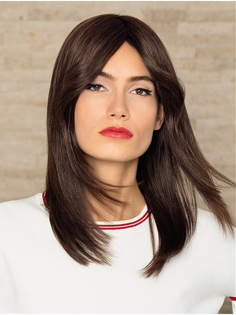 Straight Shoulder Length Without Bangs Wigs Hand-Tied  Human Hair Women Wigs