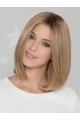 Blonde Straight Shoulder Length Monofilament   Human Hair Bobs Women  Wigs