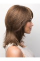 Brown Straight With Bangs Shoulder Length Modern Monofilament Synthetic Women Wigs