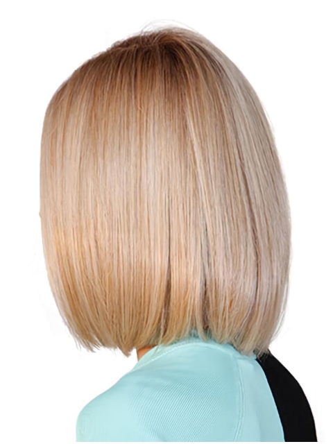 Blonde Straight Shoulder Length Monofilament Synthetic Women Bobs Cancer Patient Wigs