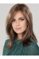 Brown Straight Shoulder Length  Hand-tied Synthetic Women Wigs