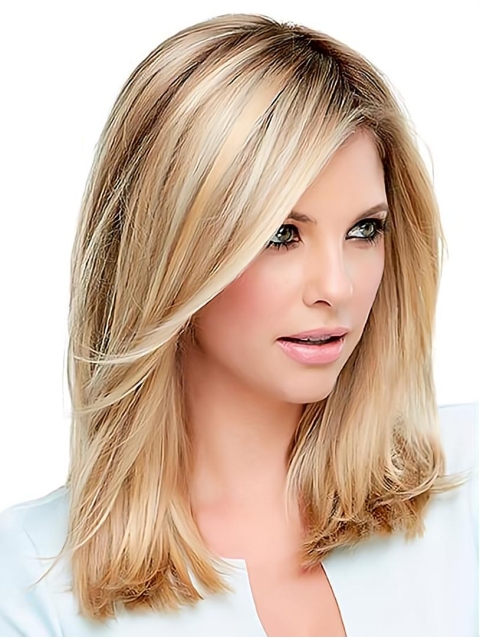 Fabulous Straight Without Bangs Shoulder Length Capless Synthetic Women Wigs