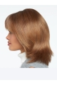 Shoulder Length Straight With Bangs 100% Hand-Tied Synthetic Women Wig