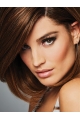 Brown Straight Shoulder Length  100% Hand-tied Human Hair Bob Style Women Wigs