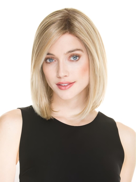 Blonde Straight Shoulder Length Lace Front New Human Hair Women Wigs