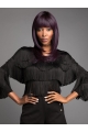 Purple Straight Shoulder Length With Bangs Capless Synthetic Women Wigs