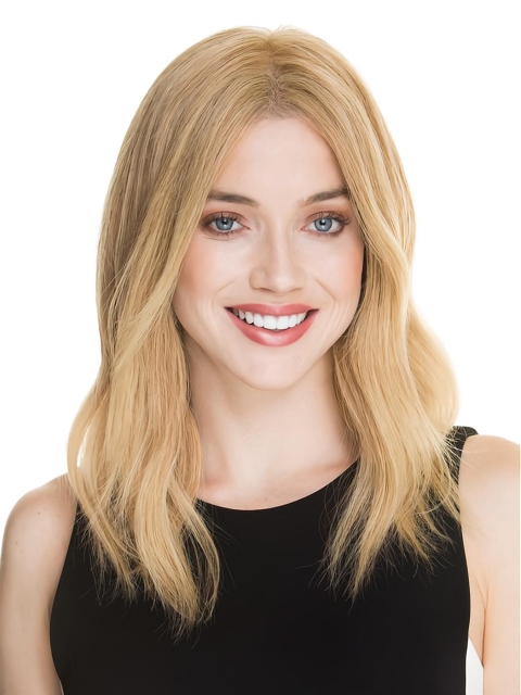 Blonde Shoulder Length Straight Lace Front  Human Hair Women Wigs