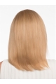 Blonde Straight Shoulder Length Without Bangs Monofilament Human Hair Women Wigs