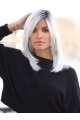 White Straight Shoulder Length 100% Hand tied Synthetic Women Wigs  