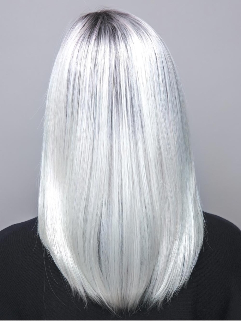 White Straight Shoulder Length 100% Hand tied Synthetic Women Wigs  