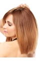 Good  Straight Shoulder Length Without Bangs Monofilament Human Hair Women Wigs