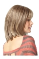 Mature Blonde Straight Shoulder Length  With Bangs Capless Human Hair Women Wigs