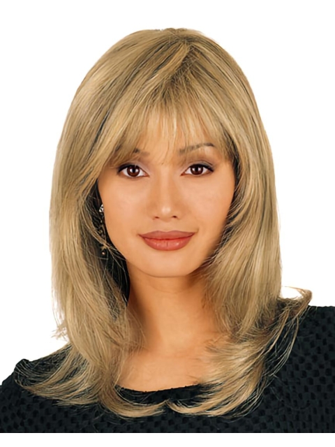 Good Blonde Straight Shoulder Length Monofilament Petite Human Hair Wigs